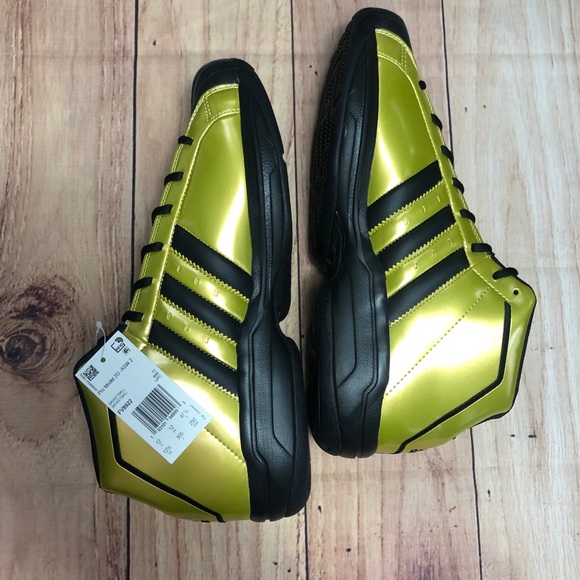 New Adidas Pro Model Sneakers Gold Black Size 12.5 - Picture 4 of 7